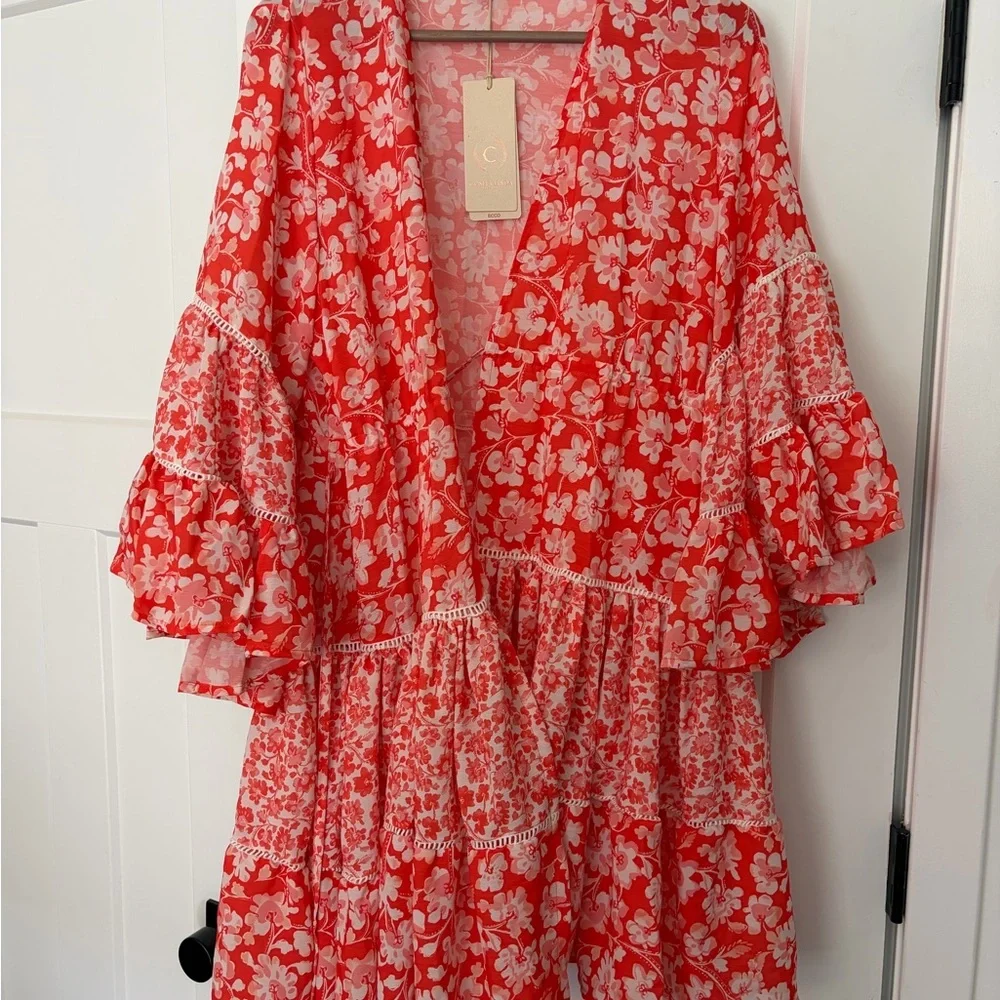 NWT Cosita Linda Floral Bell Sleeve Kimono Cover Up Medium Resortwear - Picture 5 of 8